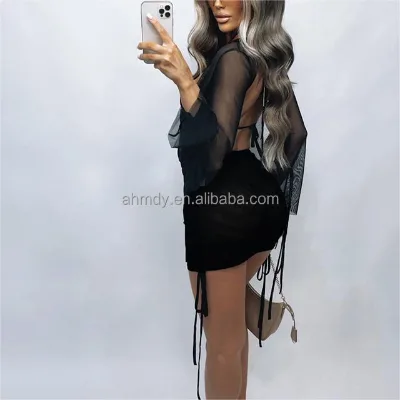 Sexy Backless Club 3 Piece Skirt Set Clothing Women Sexy Short Skirt and Top Outfit Set 3 Piece Skirt Set