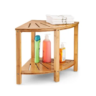 Bamboo Shower Bench Spa Bench Seats or Storage Racks for Bathroom, Living Room, Bedroom, and Garden Decoration