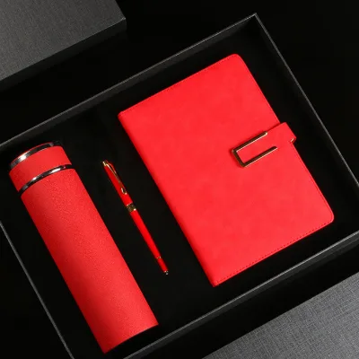 Upscale Activity Custom logo Thermal Bottle Pen Notebook Set Promotional Business Corporate Gift Set