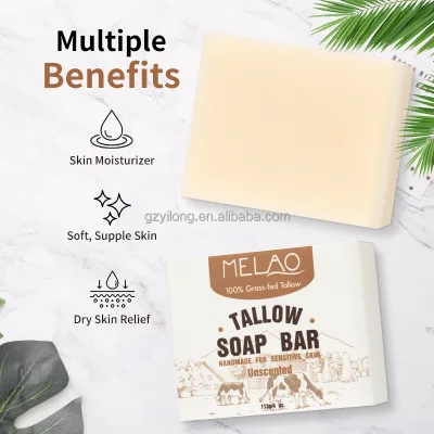 Wholesale Handmade HALAL Grass Fed Beef Tallow Soap 113g Facial Oil Control Chemical Free Moisturizing Tumeric Kojic Tallow Soap