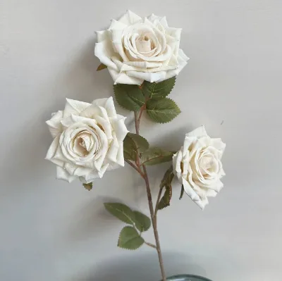 Artificial Dusty White Rose 3-heads Manta Autumn Rose Wedding Hall Decoration Road Lead Flower Arrangement Handmade Flowers