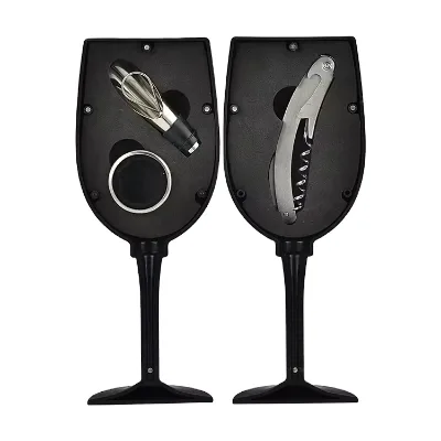 Wholesale 5-Piece Personalized Metal Kitchen Wine Opener Gift Box Set Stylish Wood Bar Sets for Parties or Weddings