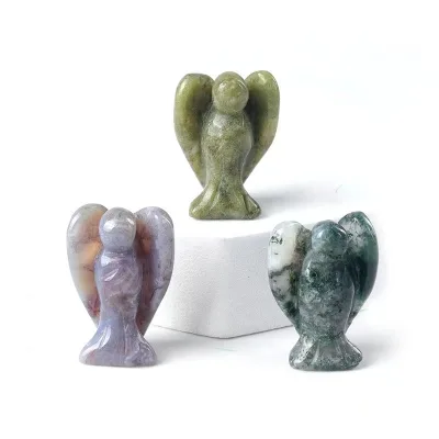 1'' Wholesale natural high quality amethyst agate opal crystal angel carvings fluorite crystal angel figurines for gifts