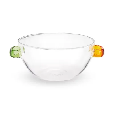 Wholesale Custom Handmade Borosilicate Glass Bowls Two Handles Modern Design Custom Color for Breakfast Dessert Soup Serving