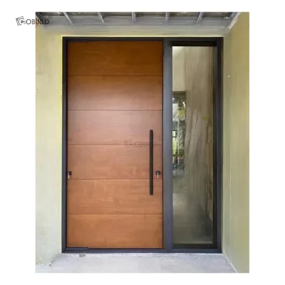 Australia Standard Solid Wood Front Door Side Glass Entry Door External Mahogany Wood Pivot Door