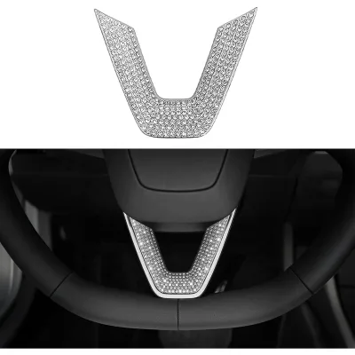 Crystal Trim Stickers for 2024-2026 Tesla Model 3 Highland/2025 2026 Model Y Juniper Accessories (Steering Wheel Trim)