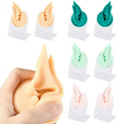 Cross-border Elf Geometry Silicone Ear Model Human Ear Stud Earring Display Jewelry Stand Piercing Accessory Headscarves Style