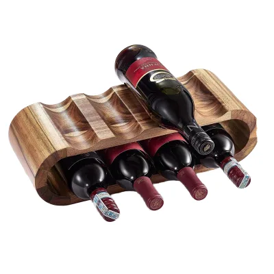 Creative Double Layer Acacia Wood Wine Cooler & Bottle Holder with 8 Bottles Capacity for Party Home Commercial Use