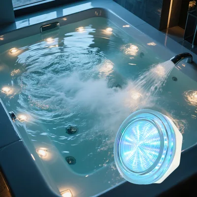 Weistai Outdoor Hotel Use IP65 Rated Acrylic LED Underwater Light RGB Color Temperature Constant Temp Heating Bubble Surf Pool