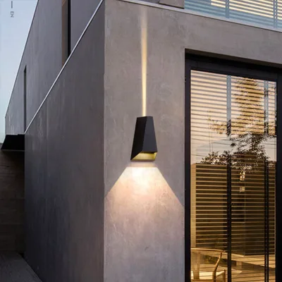 Living Room LED Wall Sconce Aluminum Dual-beam up Hallway Wall Light Outdoor Stairway Creative Bedside Lamp Human Body Detection
