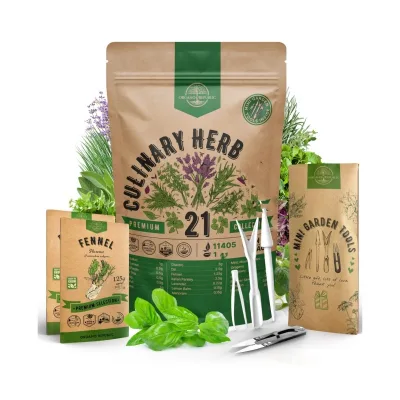 Excellent 21 Variety Culinary Herb Kit Plant Fiber Material for Growing and Outstanding Gift for Gardeners or Friends