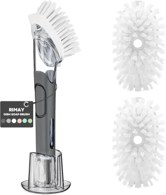 Wholesale Liquid Dish Brush Long Handle Kitchen Scrub Brush with Refillable Sponge Head Pressurized Soap Dispenser Cleaning Tool