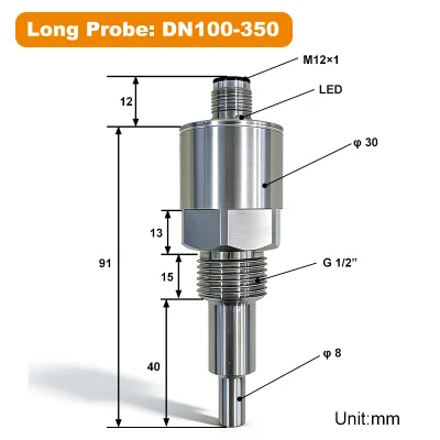 Durable Multi-Purpose Small Low Water Flow Switch Insertion Mounted Stainless Steel DC24V NPN/PNP Output Liquid Water 1.6MPa