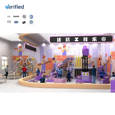 Custom Large Engineering Theme Indoor Playground Crane Conveyor Belt Cartoon Kids Equipment Mall Use CE Certified