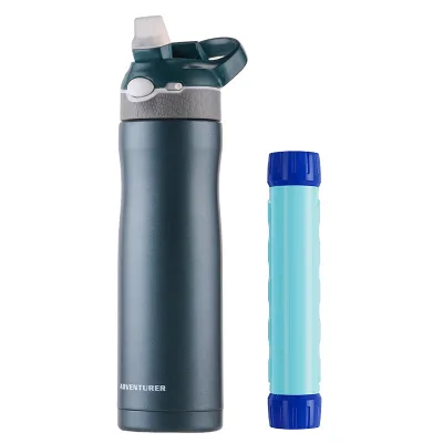 Filterwell Stainless Steel Water Purifier Bottle Hiking Water Filter Bottle With Filter Straw