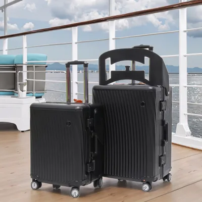 New Product Explosion ABS PC Aluminum Frame Suitcase Spinner Large Travel Bag Kids Suitcase Set Modern Simple Cartoon Design