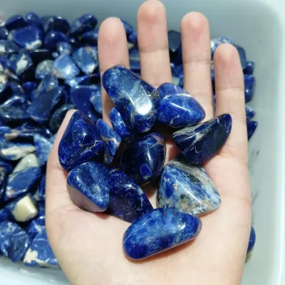 Natural Semi-Precious Stone Polished Blue Sodalite Crystal Tumble Stone Crystal Chips