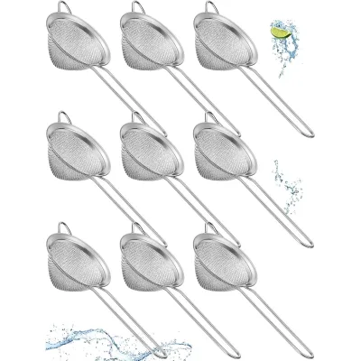 Stainless Steel Small Strainer, Fine Mesh Steel Cone Shaped Cocktail Strainer for Juice, Tea Herbs, Coffee Drinks