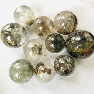 Wholesale Natural Healing Crystal Green Ghost Sphere Green Phantom Ghost Crystal Balls for Decoration