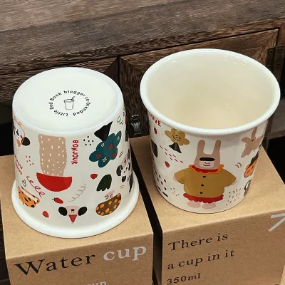 Ceramic Hand-held Tea Cup Cute and Beautiful Japanese Design Direct Drinking for Children Handy Office Accessory