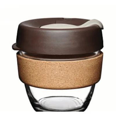 Custom Transparent Cork Sleeve Reusable Glass Coffee Cup With Silicone Lid Anti-scald Glass Cup Insulated Coffee Cup