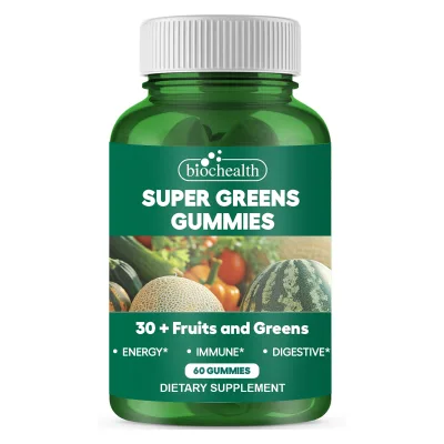 Biochealth Sugar-Free Super Greens Gummies | 35+ Nutritious & Health Supplement for Immunity, Skin Health & Energy Boost