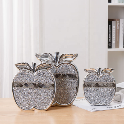 Fashion Ceramic Ornaments Silver Apple Ceramic Crafts for Home Decor