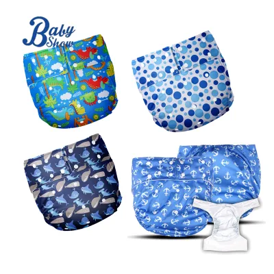 Large Size AIO Washable Adult Cloth Diaper Low Price Reusable Elderly Nappy with Cotton Material and Leak Guard Printed Design