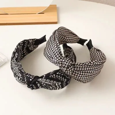Headbands for Women Checkered Headband Knotted Head Bands Women Non Slip Top Knot Headband,Cross Knot Headbands