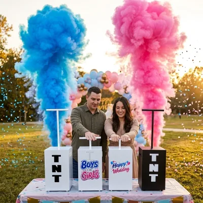 New Control Electric Baby Shower Spray Confetti TNT Gender Reveal Machine Blue Pink Powder Atmosphere Equipment Machine