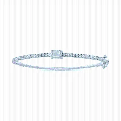 Fine Jewelry Silver Tennis Bangle S925 Custom Logo Cubic Zirconia Sterling Silver Tennis Bangle for Men and Women