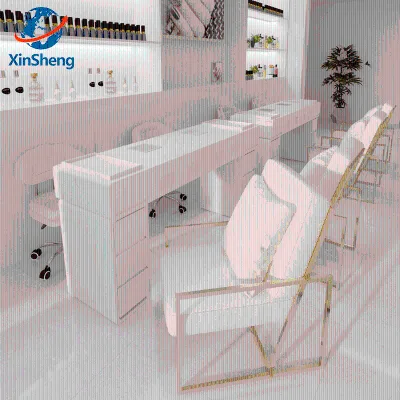 Modern Manicure Table Nail Bar Station Pedicure Salon Furniture Nail Dust Desk Nail Tables Metal Top Beauty Salon Living Room