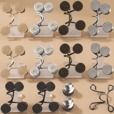 Hot Sales No-Sew Detachable Clip Buckle Adjustable Button Silver Zinc Alloy Beads Garment Buttons for Jeans