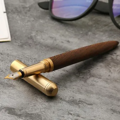 W004-F Natural Wooden Fountain Stainless Steel Copper Sandalwood/Walnut/Rosewood Finish Luxury Calligraphy Writing Student Use