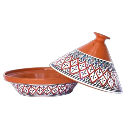 Tunisian Hand-Painted Bohemian Clay Tagine Pot