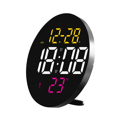 Popular Abs Wall Clock Display Date Temperature Round Digital Wall Alarm Clocks
