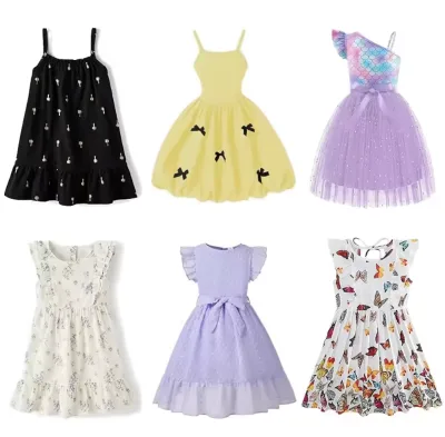Wwn 2026 Summer Boutique Girls Children Summer Dresses Mixed Bales Inventory Lightweight Fabric