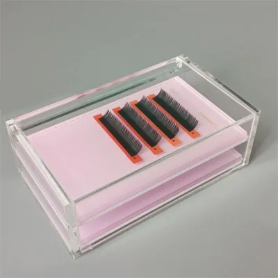 Stock Double-layer Grafting Eyelash Storage Display Box Transparent Acrylic Pink Flowering Design