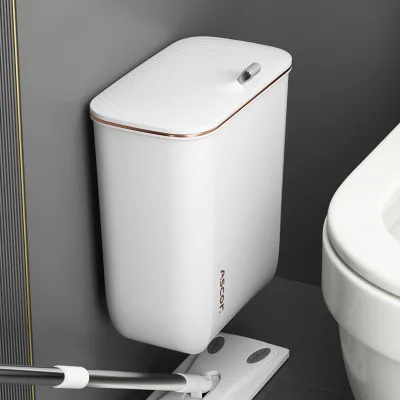 Plastic Trash Can Lid Home-Use Wall-Mounted Luxury-Style Large-Capacity Compact Bin Model ACF214  for Bathrooms Toilets