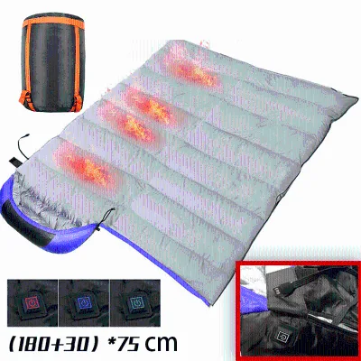 Portable USB Power Support Heating Pads Electric Heated Sleeping Bag for Camping Outdoor Winter Use