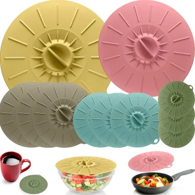 Microwave Cover Silicone Lids Suction Covers for Pots Pans Bowls Cups Skillets Splatter Protection Easy Food Storage BPA Free