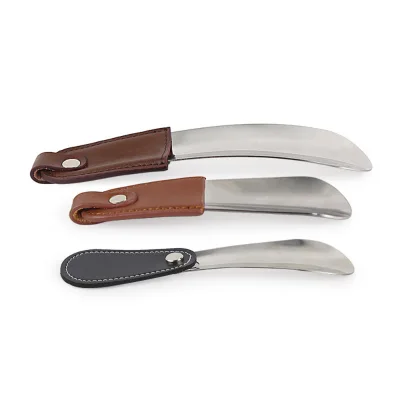 JIANHUI Shoehorn Manufacturers Leather Covered With Stainless Steel Travel Quality Handle Fasion Shoe Horn