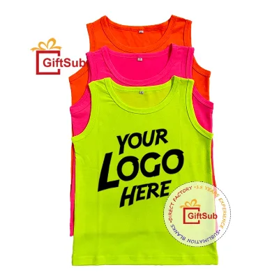 High Quality Children Clothing Sublimation Sleeveless Vest Toddler Tanks T-shirts Neon Candy Solid Color Kids Singlets Tank Tops