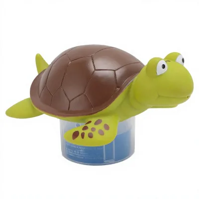 Factory-direct Supply Public Swimming Pool Automatic Chlorine Tablet Dispenser Foldable Green Sea Turtle-shaped Floating Vinyl