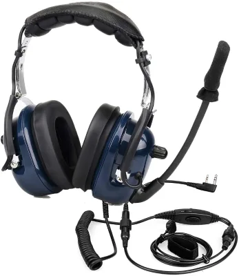 2025 Hot Sell Aviation Headset with Noise Cancelling on Ear Design 1m Cord Microphone for Walkie Talkie and Pilot Use