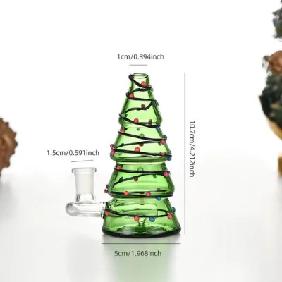 Wholesale Reusable lovely nice delicate Christmas tree shape noctilucent glass water pipe for Christmas holiday