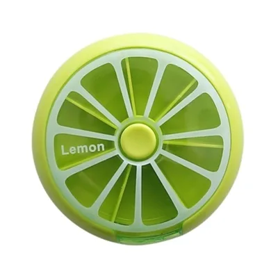 New Colorful Fruit Rotating Style Pill Box Fruit 7 Grids Weekly Round Portable Mini Round Fructose Pill Container