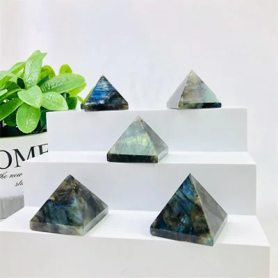 Wholesale Natural Stone Colorful Labradorite Quartz Crystal Pyramid For Spiritual Meditation