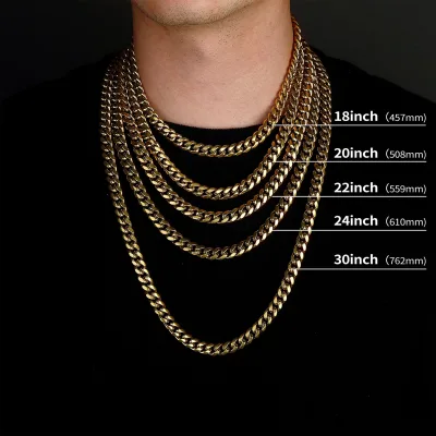 Personalized 6-14mm Titanium Steel Cuban Chain 14k Gold Jewelry Necklace Men's Bracelet Bijoux En Acier Inoxydable Necklaces