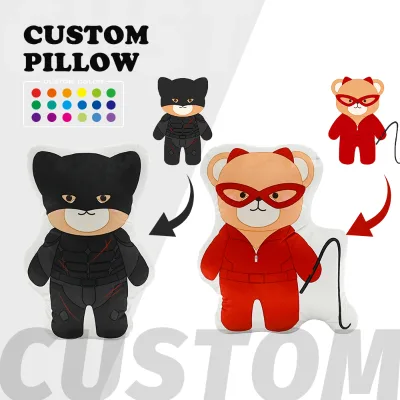 Custom Throw Pillows for Home Valentine Gift Plush Masked Teddy Bear Pillows Soft Home Decoration Plush Hugging Pillow Toy